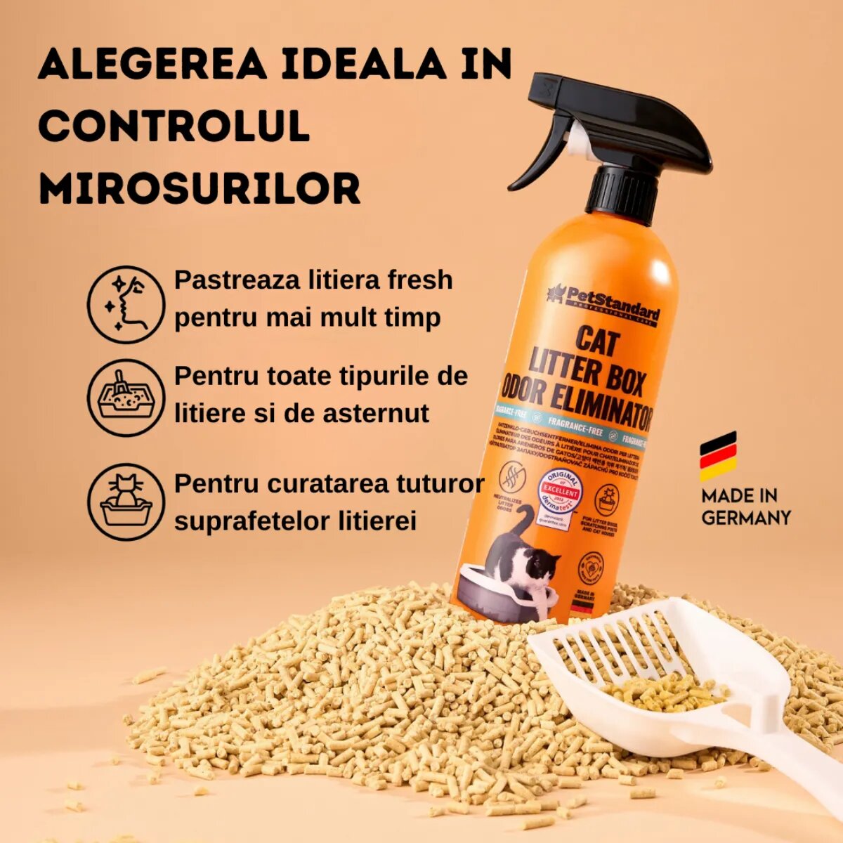 SHAW PetStandard Solutie Profesionala Enzimatica odorizant litieră pisici 750ml