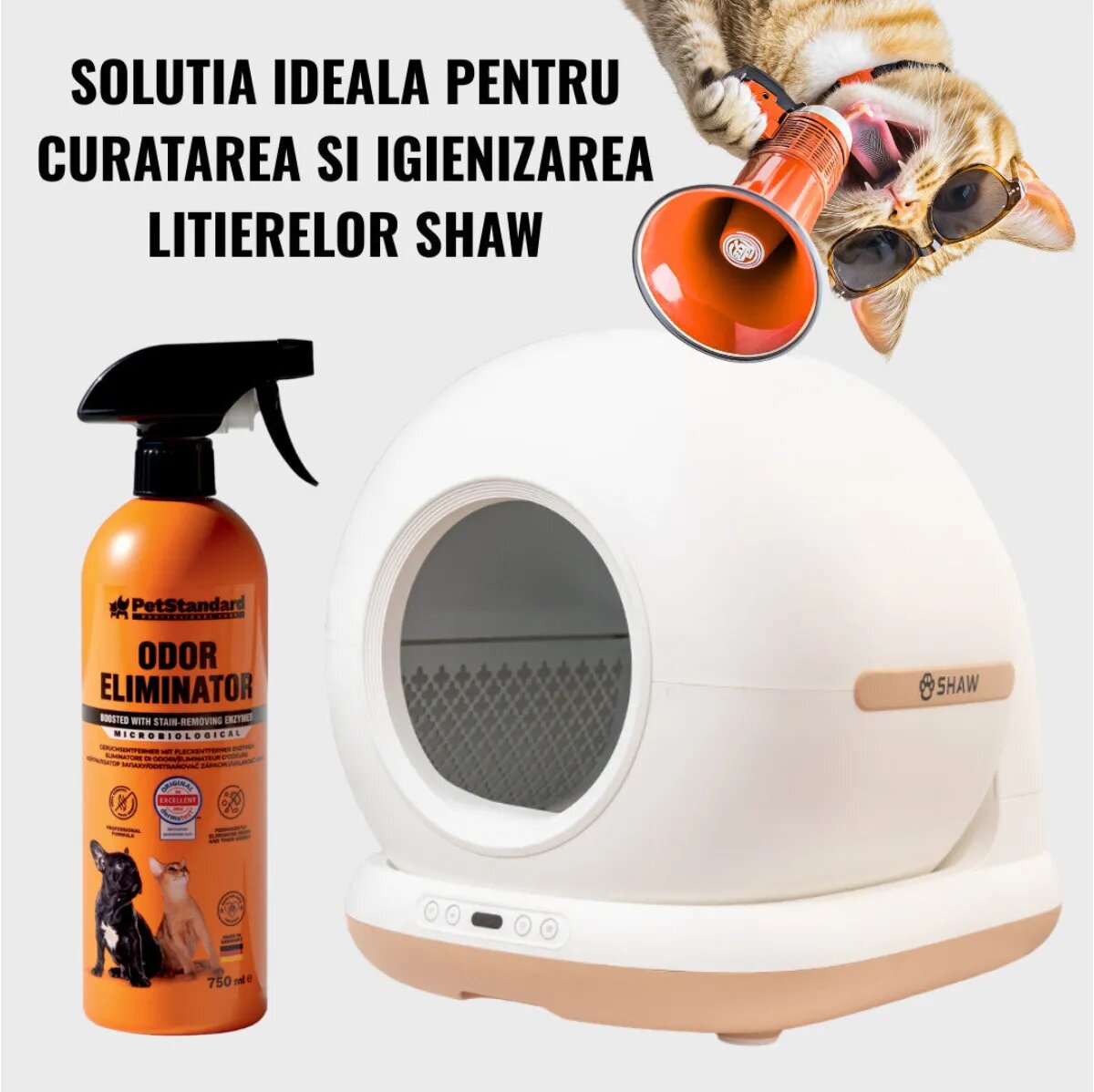 SHAW PetStandard solutie profesionala enzimatica pentru eliminarea mirosurilor & curatare urina fecale voma câini și pisici 750ml