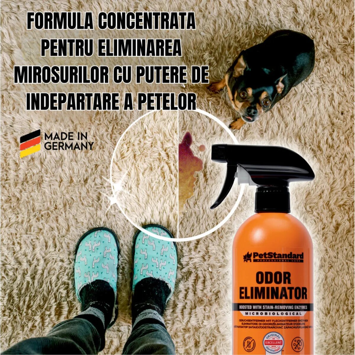 SHAW PetStandard solutie profesionala enzimatica pentru eliminarea mirosurilor & curatare urina fecale voma câini și pisici 750ml