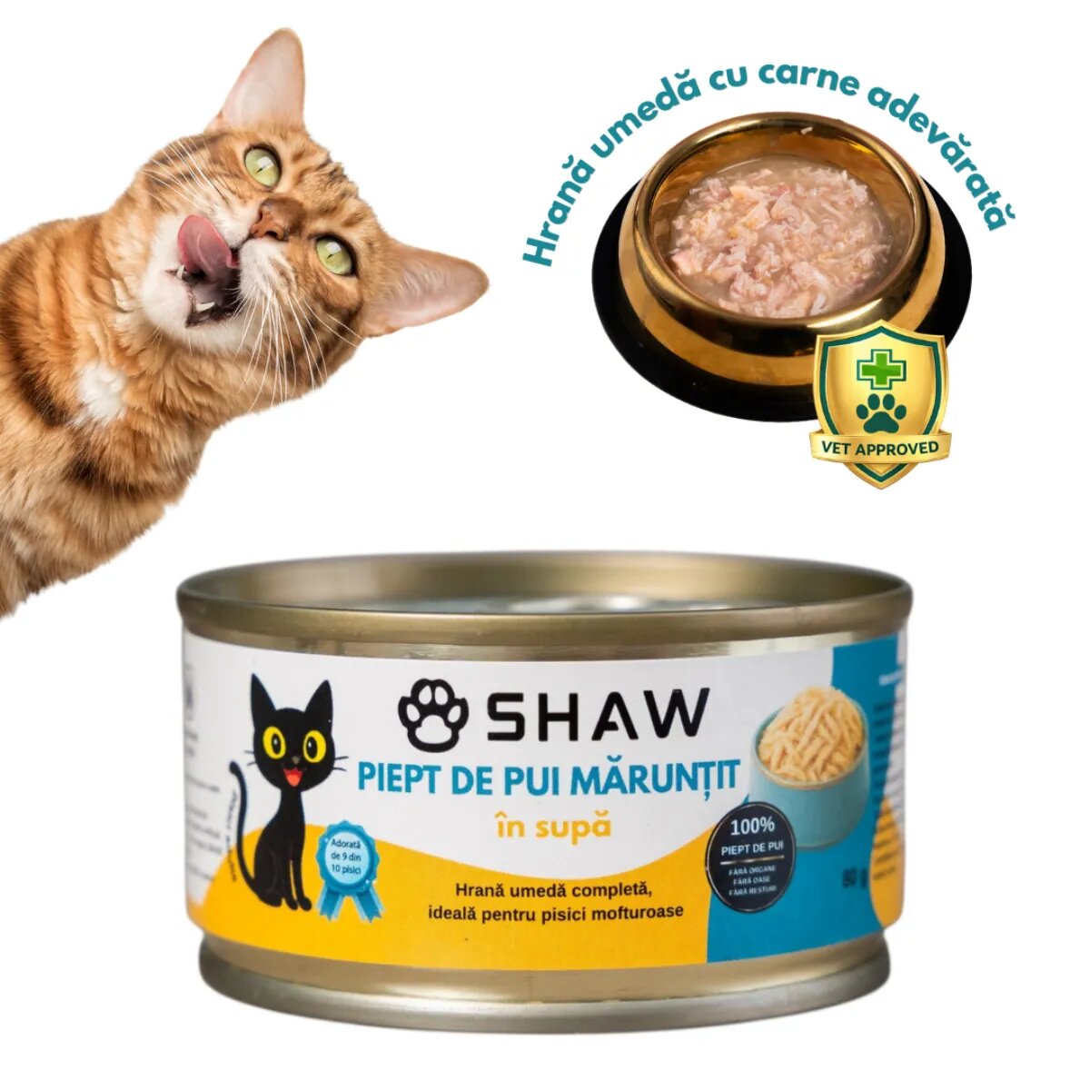 SHAW Piept Pui conservă hrană umedă fără cereale pisici apetit capricios (în supă) 80g