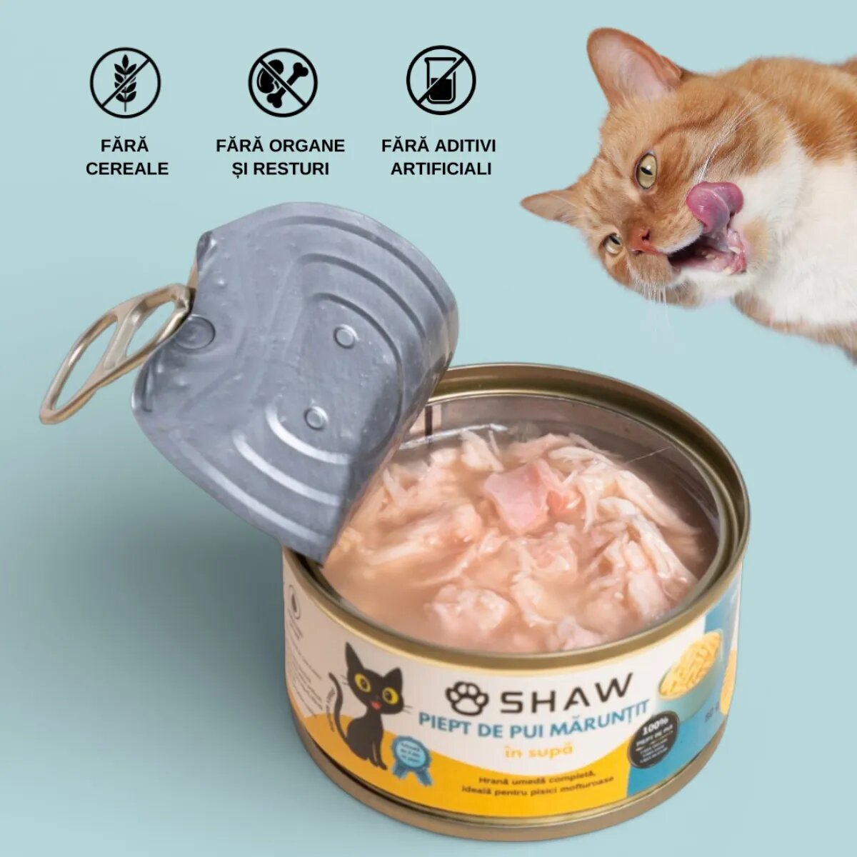 SHAW Piept Pui conservă hrană umedă fără cereale pisici apetit capricios (în supă) 80g