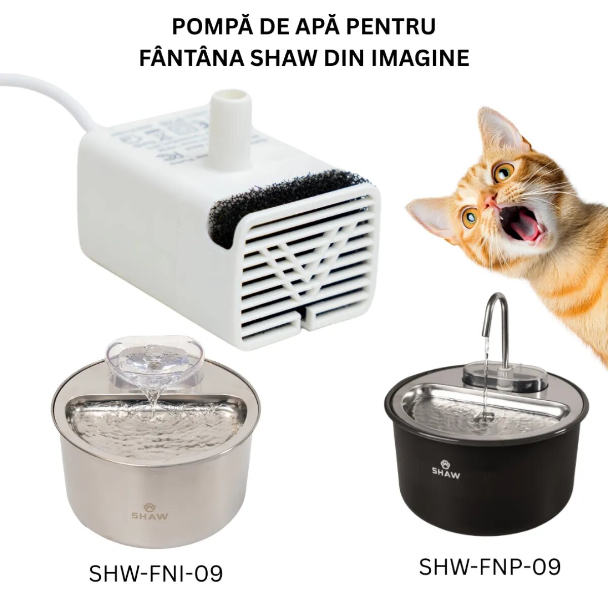SHAW Pompă Fantană Tip Robinet Inox pompă fântână pisici 1buc