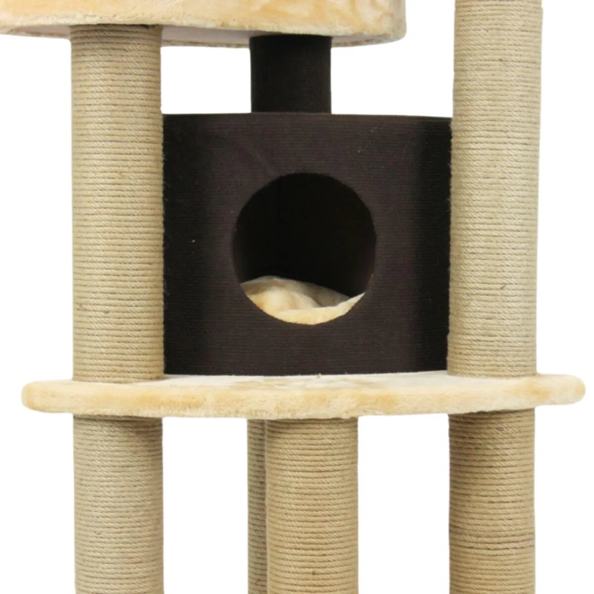 SHAW Roma ansamblu de joacă pisici 4 etaje 1 căsuța MDF și pluș elemente de zgâriat bej 60x60x134cm