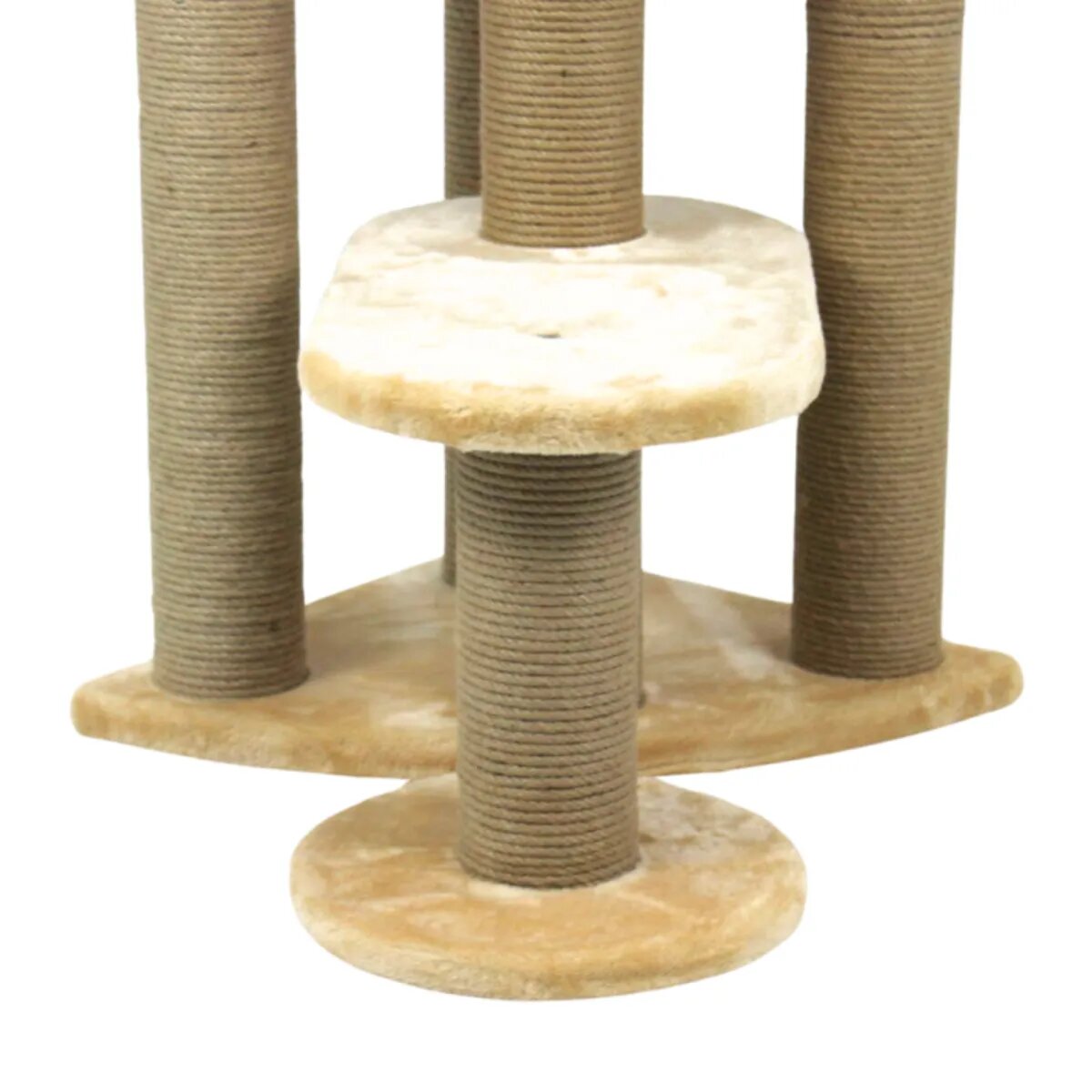 SHAW Roma ansamblu de joacă pisici 4 etaje 1 căsuța MDF și pluș elemente de zgâriat bej 60x60x134cm