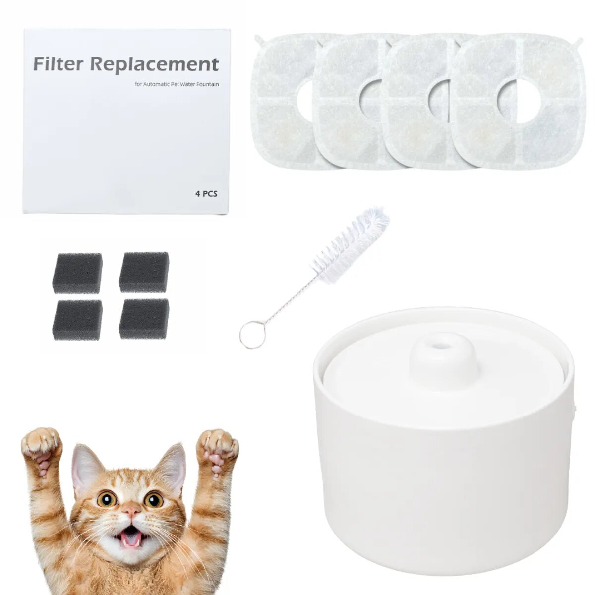 SHAW Set 4 Filtre Fântână Ceramică filtre fântână pisici 4buc