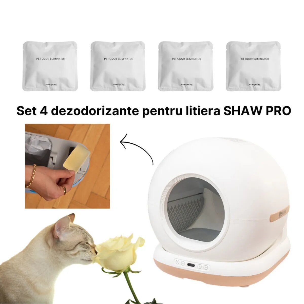 SHAW Set Odorizant Litiera Automata PRO/ ULTRA/ ULTRA VIEW odorizant litieră pisici 28g x4 buc