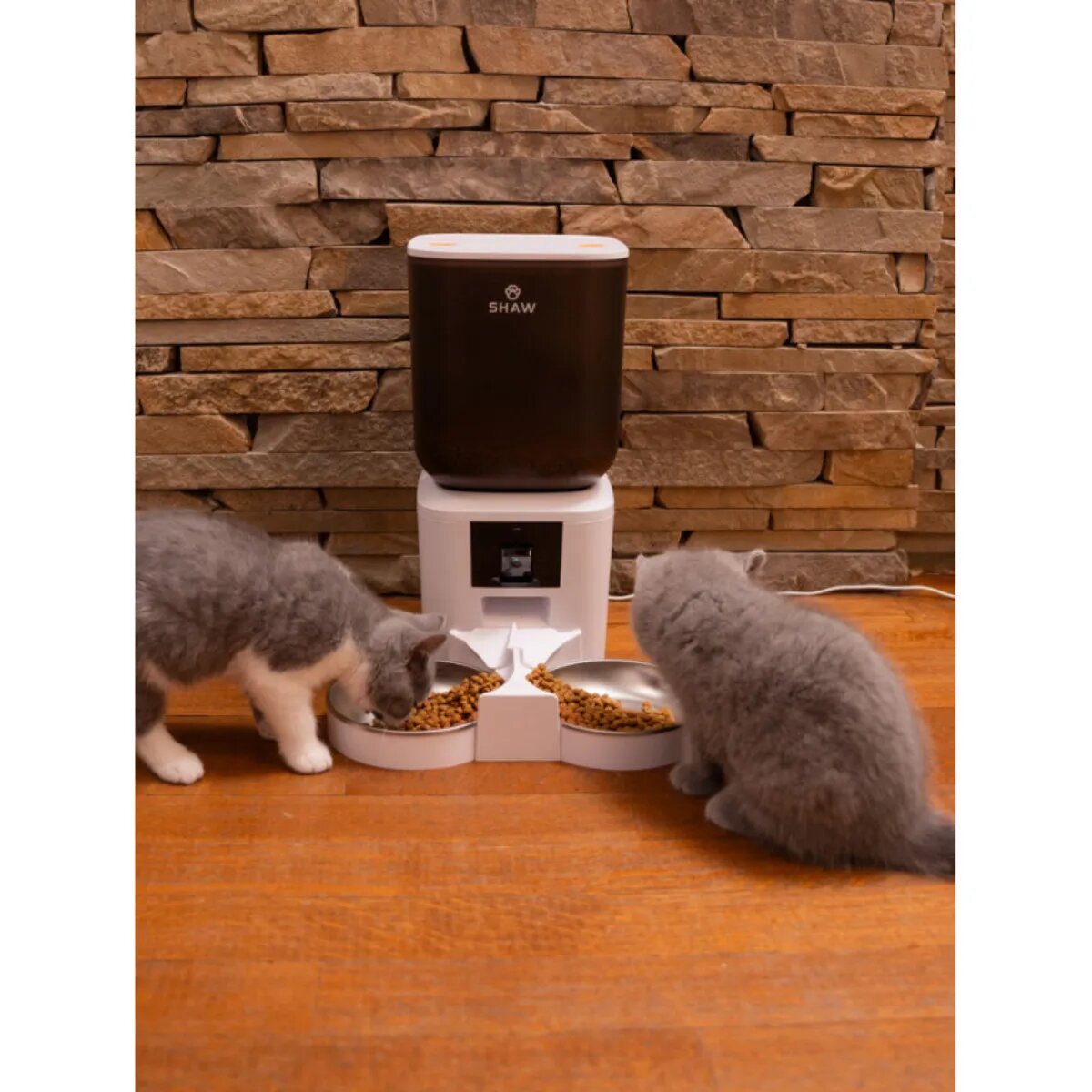 SHAW Smart hrănitor automat câini 2 boluri rotunde programabil aplicație mobilă PVC Smart hrănitor automat câini și pisici 2 boluri rotunde programabil aplicație mobilă PVC alb XS-S(7l)