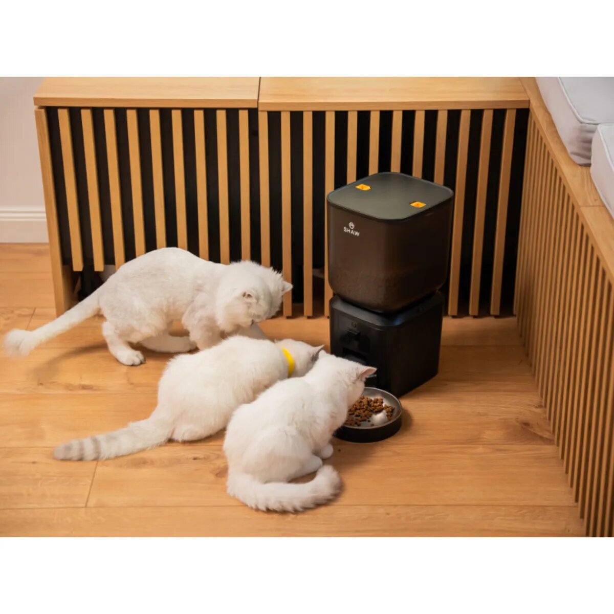 SHAW Smart hrănitor automat câini 2 boluri rotunde programabil aplicație mobilă PVC Smart hrănitor automat câini și pisici 2 boluri rotunde programabil aplicație mobilă PVC negru XS-S(7l)