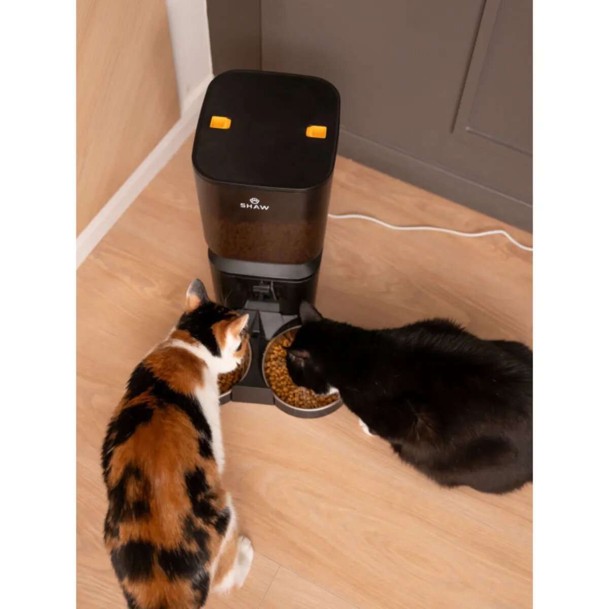 SHAW Smart hrănitor automat câini 2 boluri rotunde programabil aplicație mobilă PVC Smart hrănitor automat câini și pisici 2 boluri rotunde programabil aplicație mobilă PVC negru XS-S(7l)