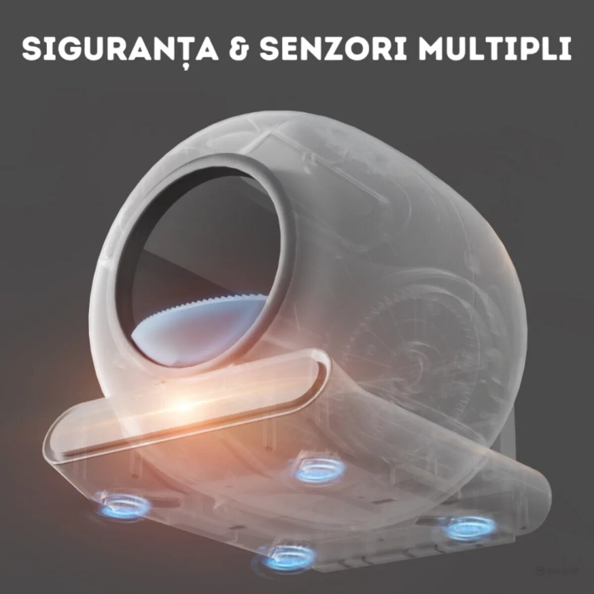 SHAW Smart V3 litieră automată pisici cu filtru auto-curățare aplicație mobilă ionizare alb 48x50.1 cm
