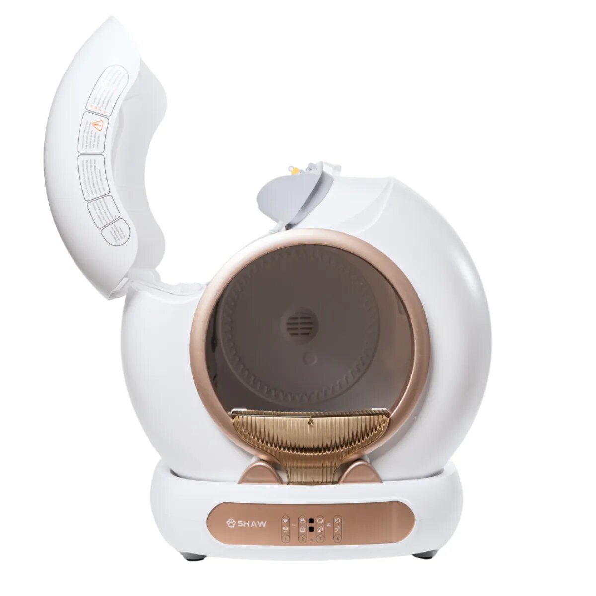 SHAW Smart V4 litieră automată pisici auto-curățare ionizare aplicație mobilă alb și auriu 480x505 cm