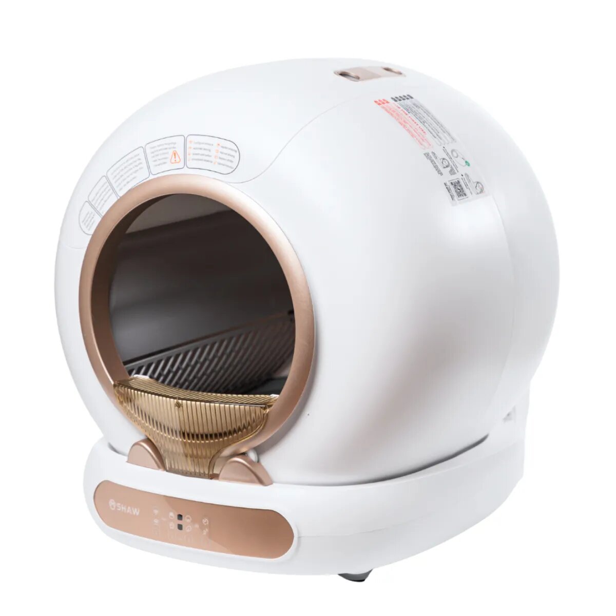 SHAW Smart V4 litieră automată pisici auto-curățare ionizare aplicație mobilă alb și auriu 480x505 cm