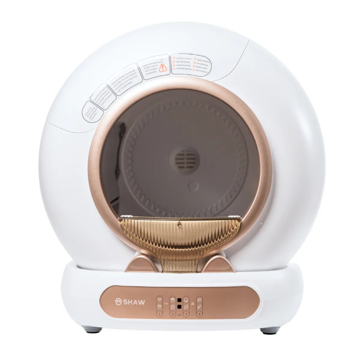 SHAW Smart V4 litieră automată pisici auto-curățare ionizare aplicație mobilă alb și auriu 480x505 cm
