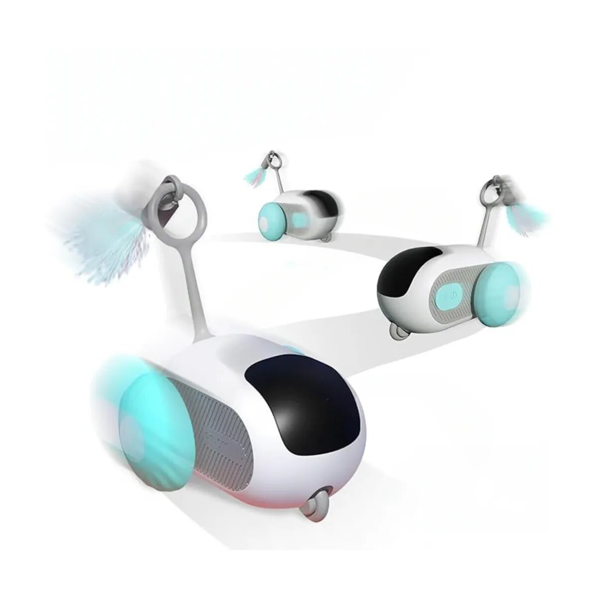 SHAW Soricel cu telecomanda & incarcare USB jucărie interactivă pisici inteligente plastic alb 1buc