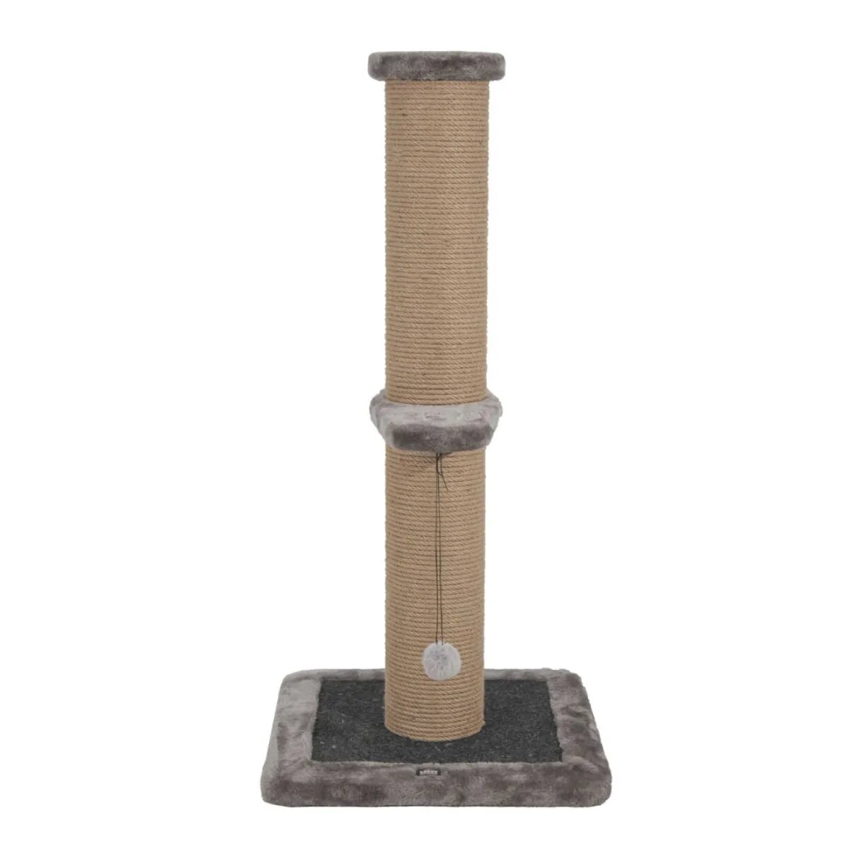 SHAW stâlp de zgâriat cilindric pisici 1 etaj MDF și sisal elemente atârnate gri 42x42x86cm