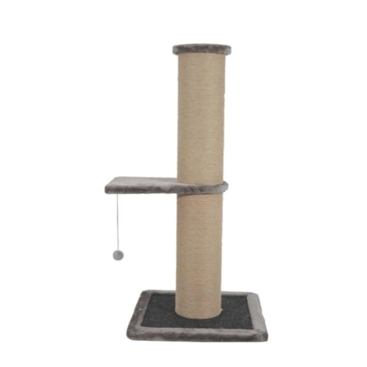 SHAW stâlp de zgâriat cilindric pisici 1 etaj MDF și sisal elemente de zgâriat elemente atârnate gri 50x50x106cm