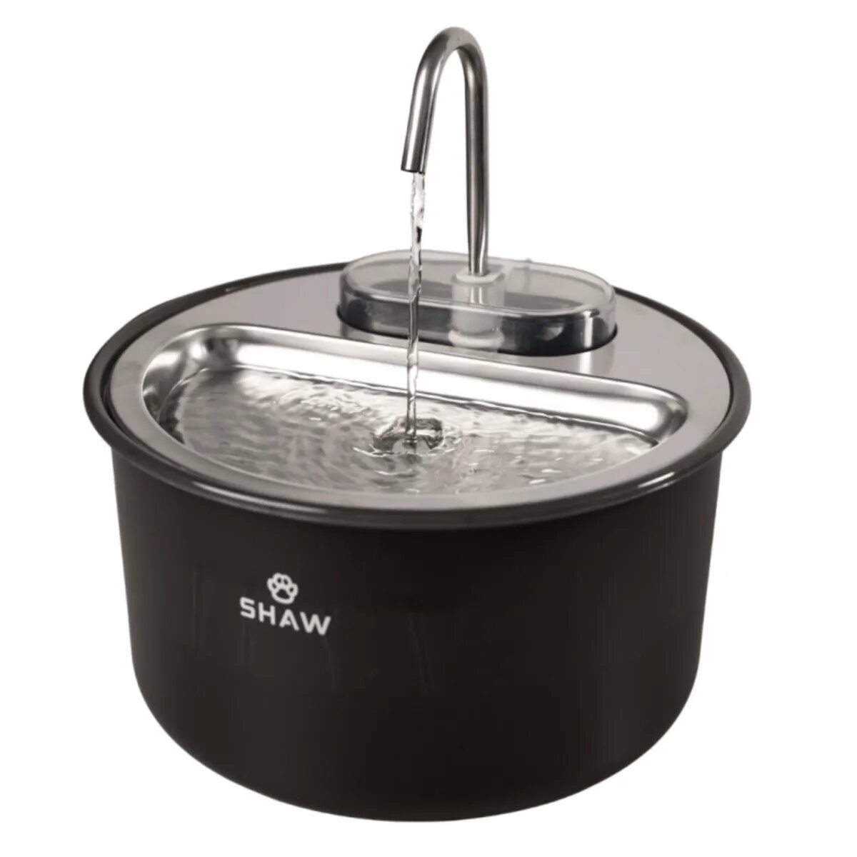 SHAW Tip Robinet fântână câini rotundă inox Tip Robinet fântână câini și pisici rotundă inox negru XS-M(4l)