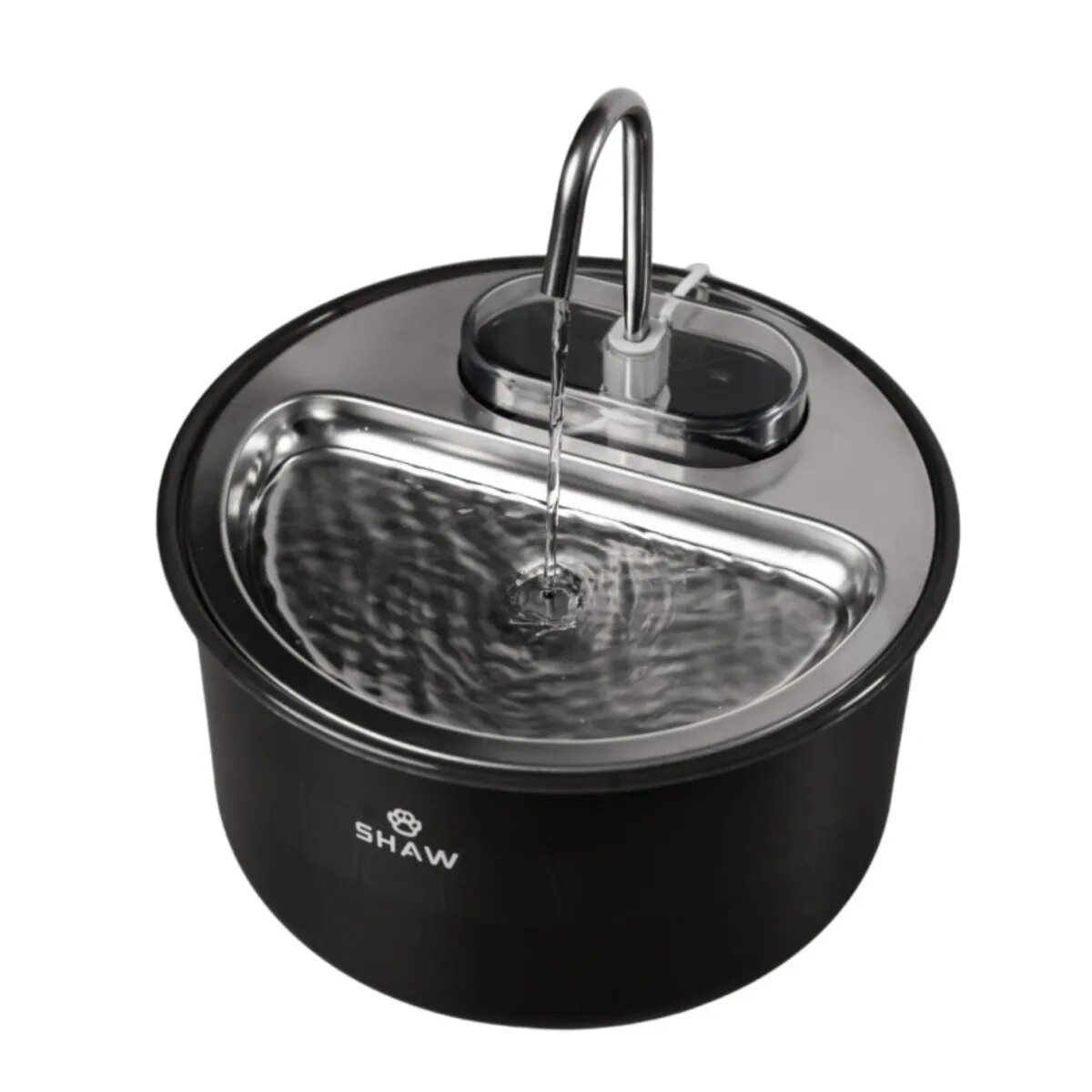 SHAW Tip Robinet fântână câini rotundă inox Tip Robinet fântână câini și pisici rotundă inox negru XS-M(4l)