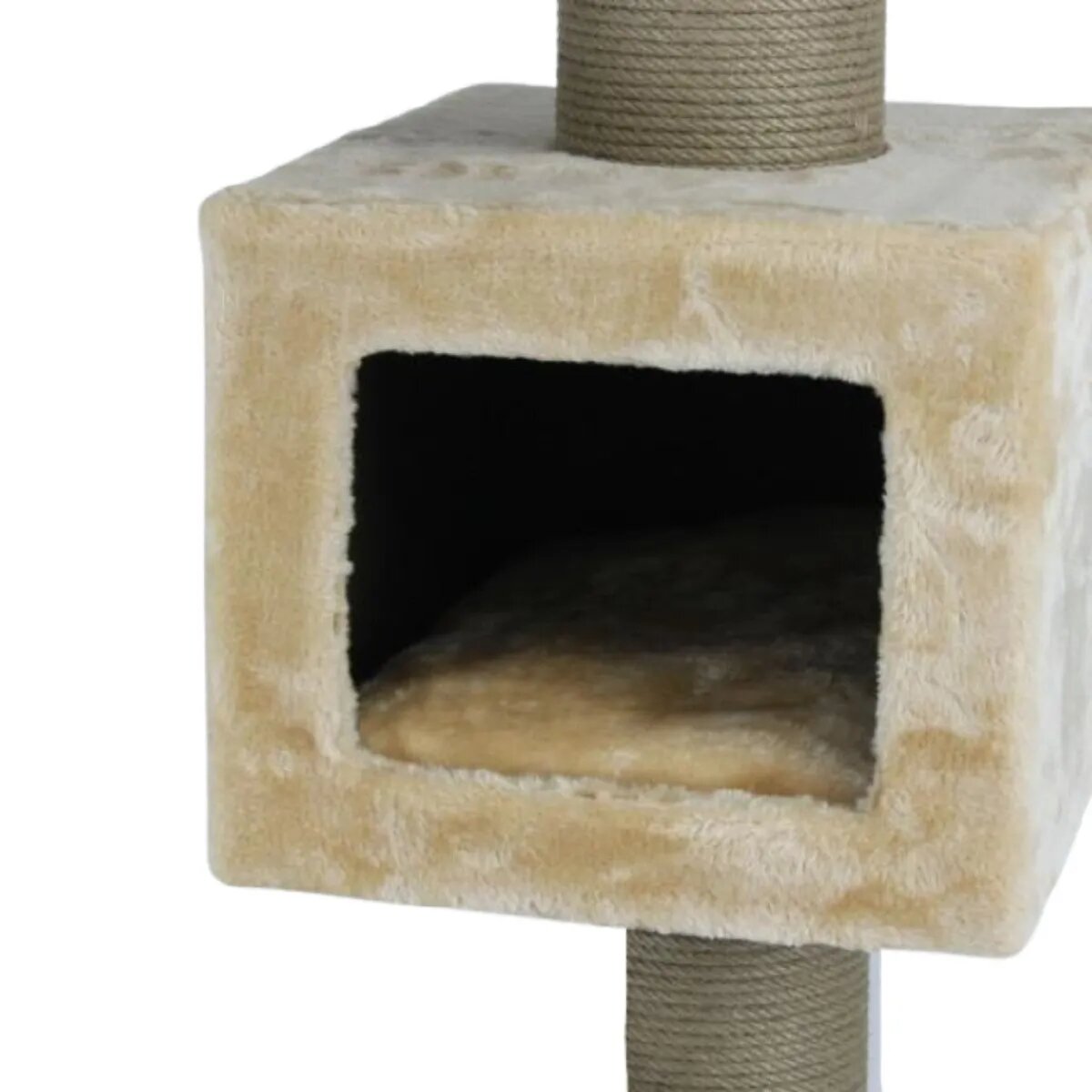 SHAW Toulouse ansamblu de joacă pisici 3 etaje 1 căsuța MDF și pluș elemente de zgâriat bej 70x70x120cm
