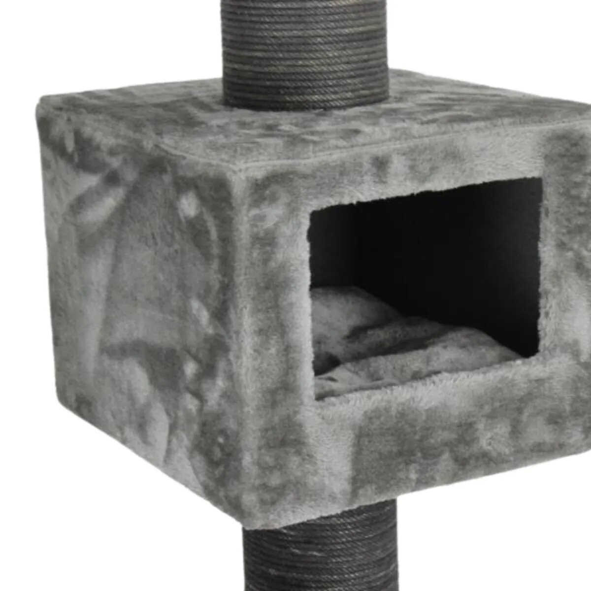 SHAW Toulouse ansamblu de joacă pisici 3 etaje 1 căsuța MDF și pluș elemente de zgâriat gri 70x70x120cm