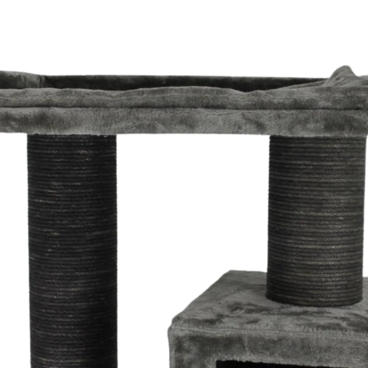 SHAW Toulouse ansamblu de joacă pisici 3 etaje 1 căsuța MDF și pluș elemente de zgâriat gri 70x70x120cm