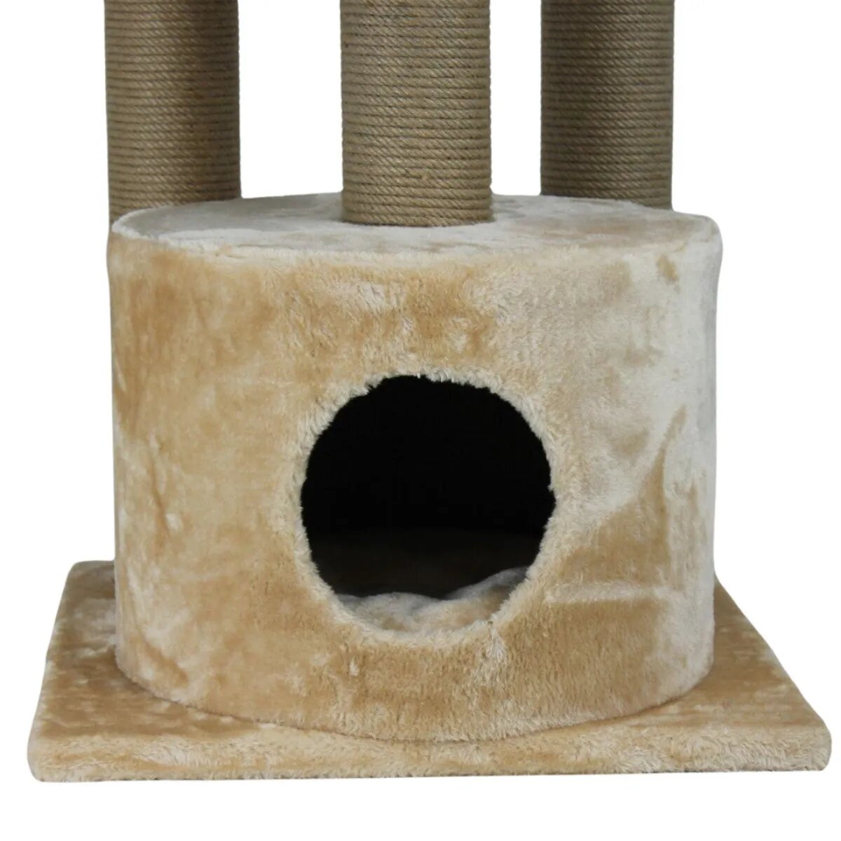 SHAW Warsaw ansamblu de joacă pisici 3 etaje 1 căsuța MDF și pluș elemente de zgâriat bej 65x80x130cm