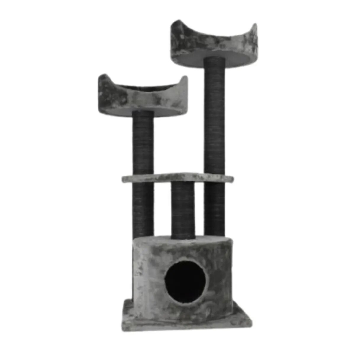SHAW Warsaw ansamblu de joacă pisici 3 etaje 1 căsuța MDF și pluș elemente de zgâriat gri 65x80x130cm