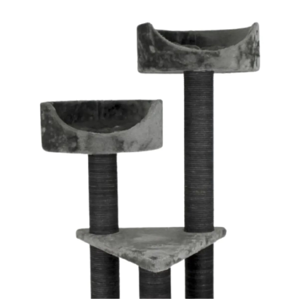 SHAW Warsaw ansamblu de joacă pisici 3 etaje 1 căsuța MDF și pluș elemente de zgâriat gri 65x80x130cm
