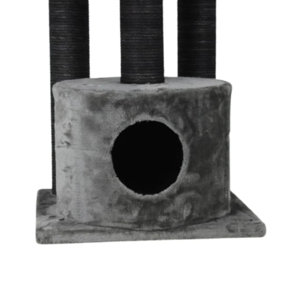SHAW Warsaw ansamblu de joacă pisici 3 etaje 1 căsuța MDF și pluș elemente de zgâriat gri 65x80x130cm