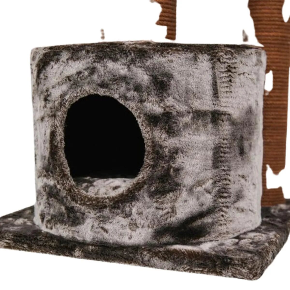 SHAW Warsaw ansamblu de joacă pisici 3 etaje 1 căsuța MDF și pluș elemente de zgâriat maro 65x80x130cm