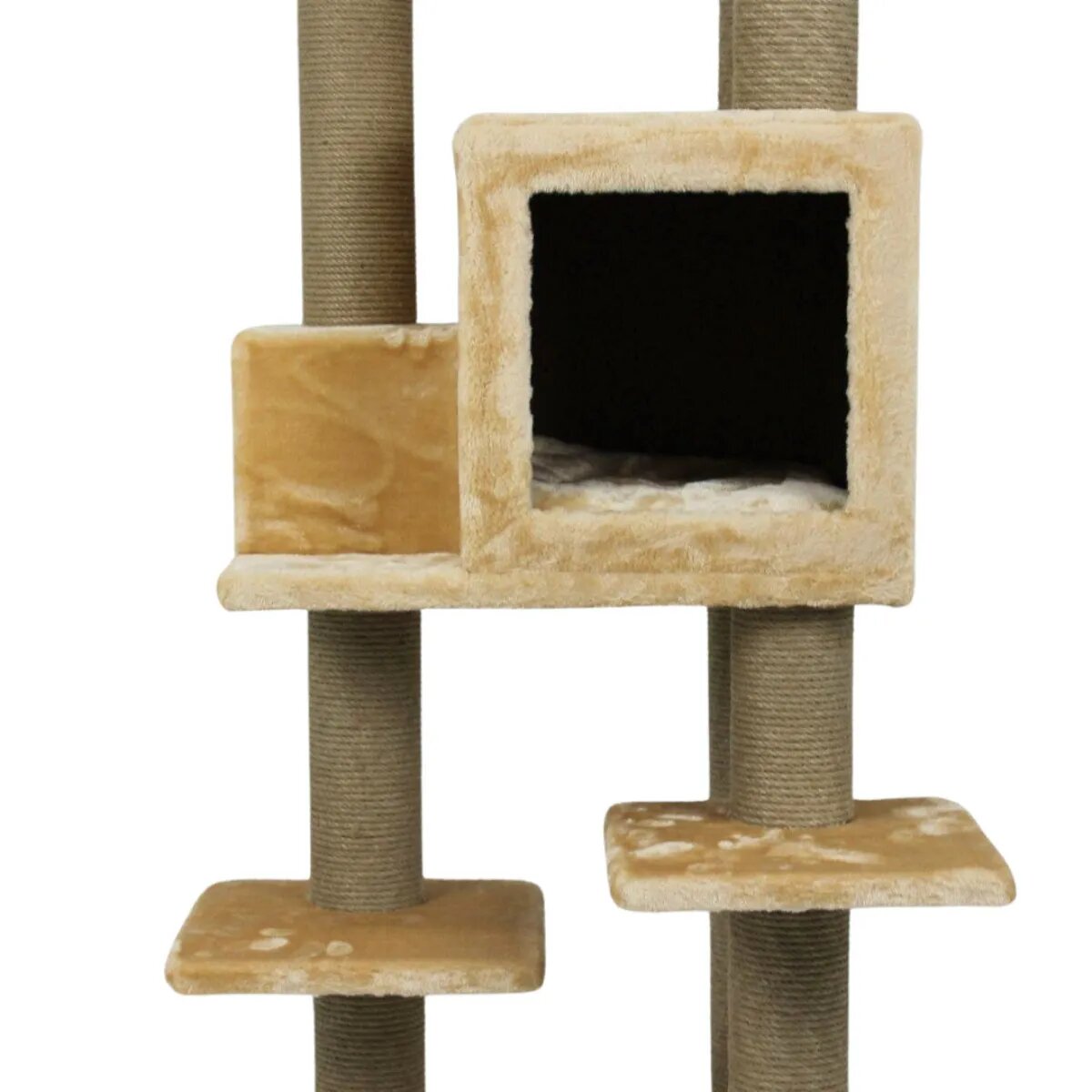 SHAW Zurih ansamblu de joacă pisici 7 etaje 1 căsuța MDF și pluș elemente de zgâriat bej 55x80x150cm