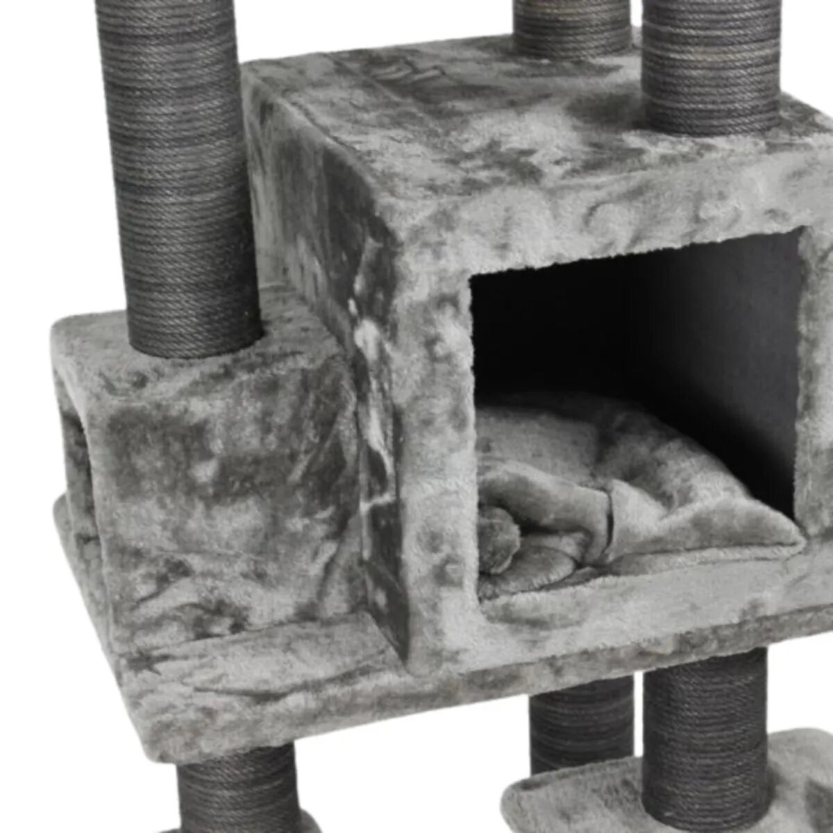 SHAW Zurih ansamblu de joacă pisici 7 etaje 1 căsuța MDF și pluș elemente de zgâriat gri 55x80x150cm