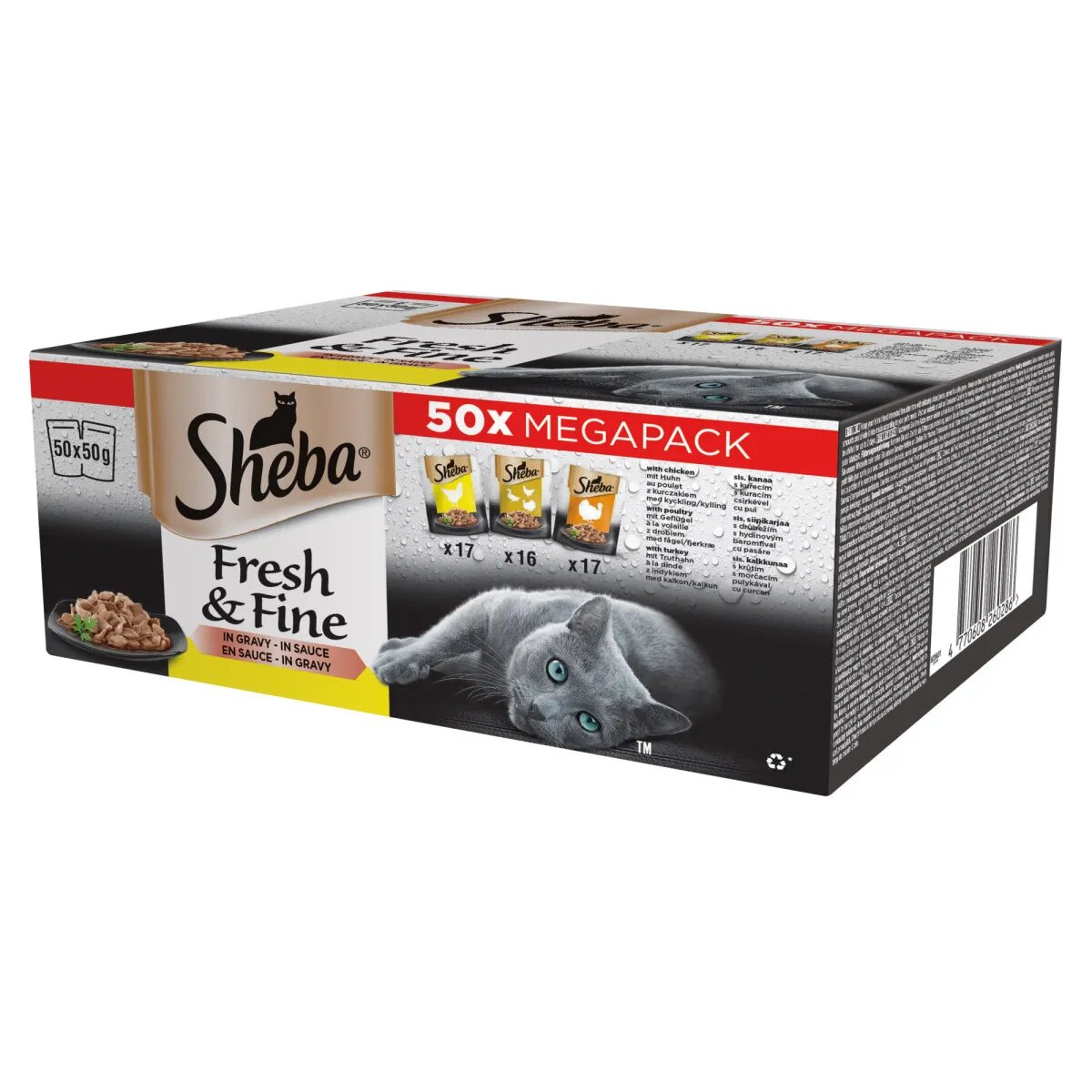SHEBA Fresh & Fine Selectii Pasăre plic hrană umedă pisici (în sos) multipack 50g x 50buc