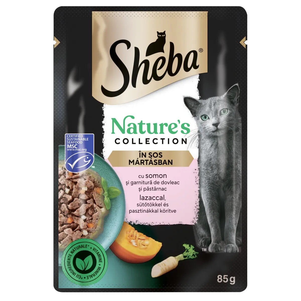 SHEBA Nature's Collection Somon plic hrană umedă fără cereale pisici (în sos) 85g