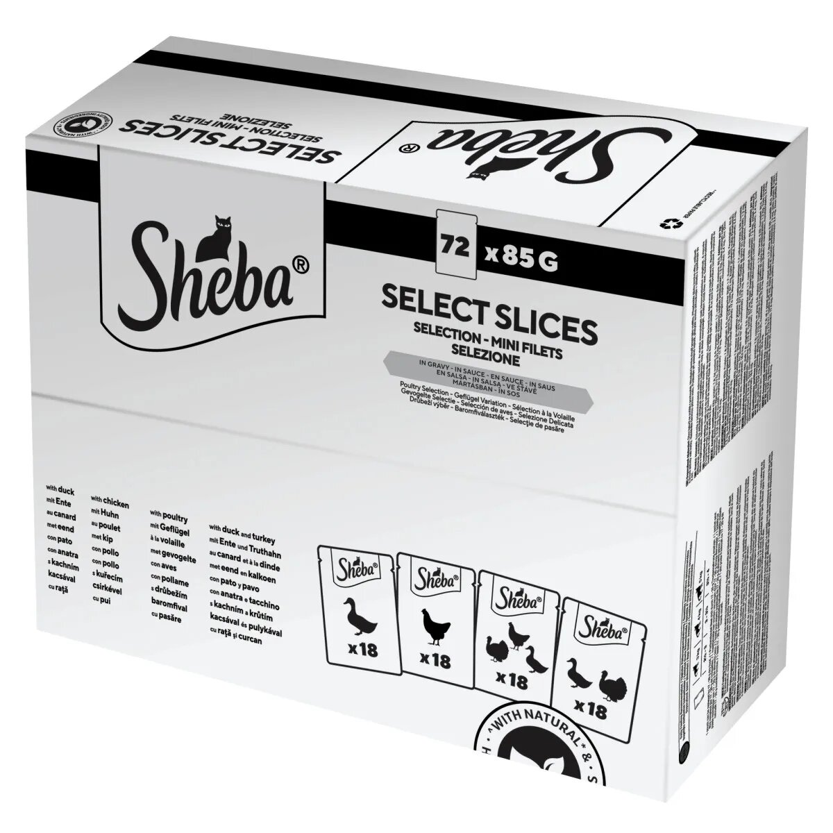 SHEBA Pasăre plic hrană umedă pisici (în sos) multipack 85g x 72buc