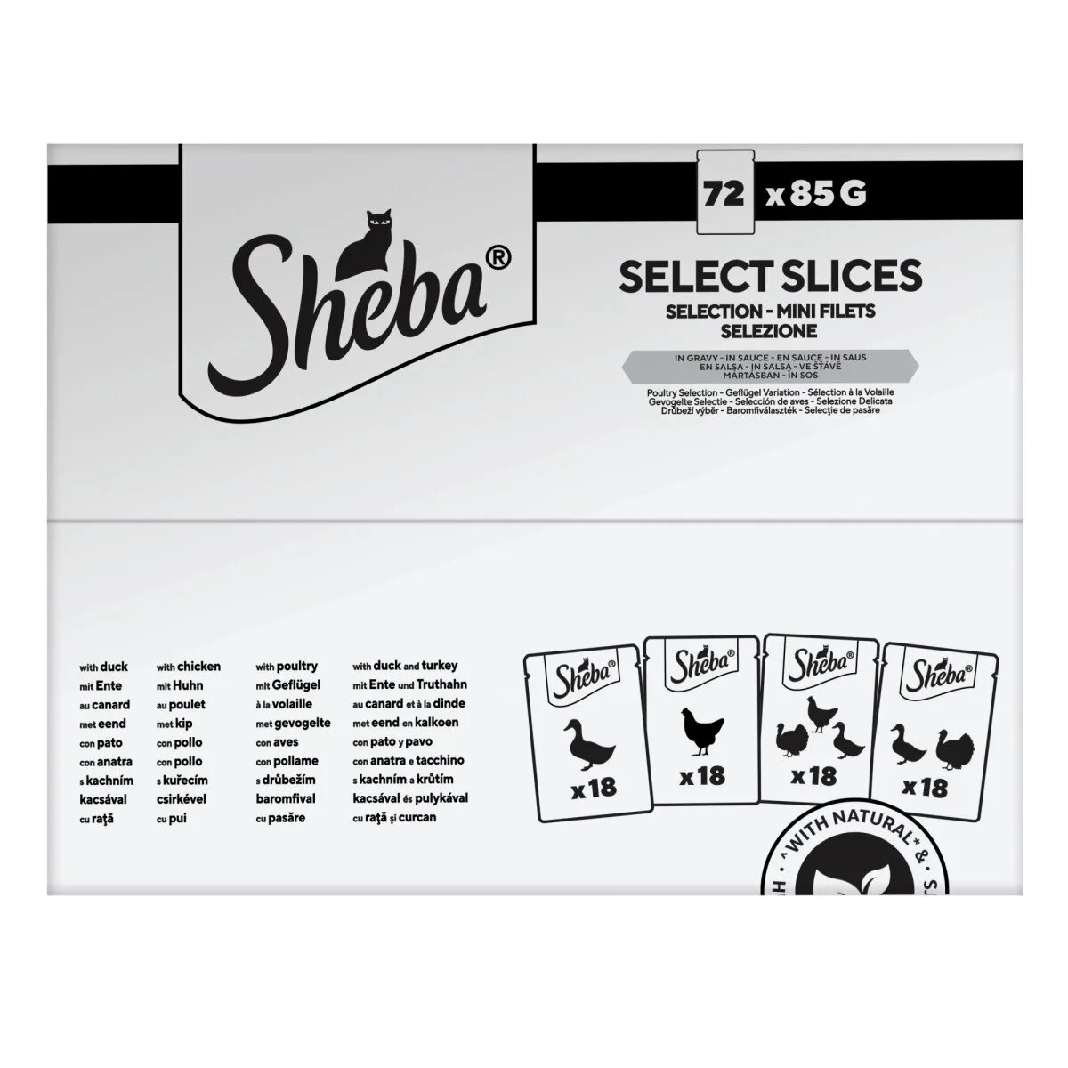 SHEBA Pasăre plic hrană umedă pisici (în sos) multipack 85g x 72buc