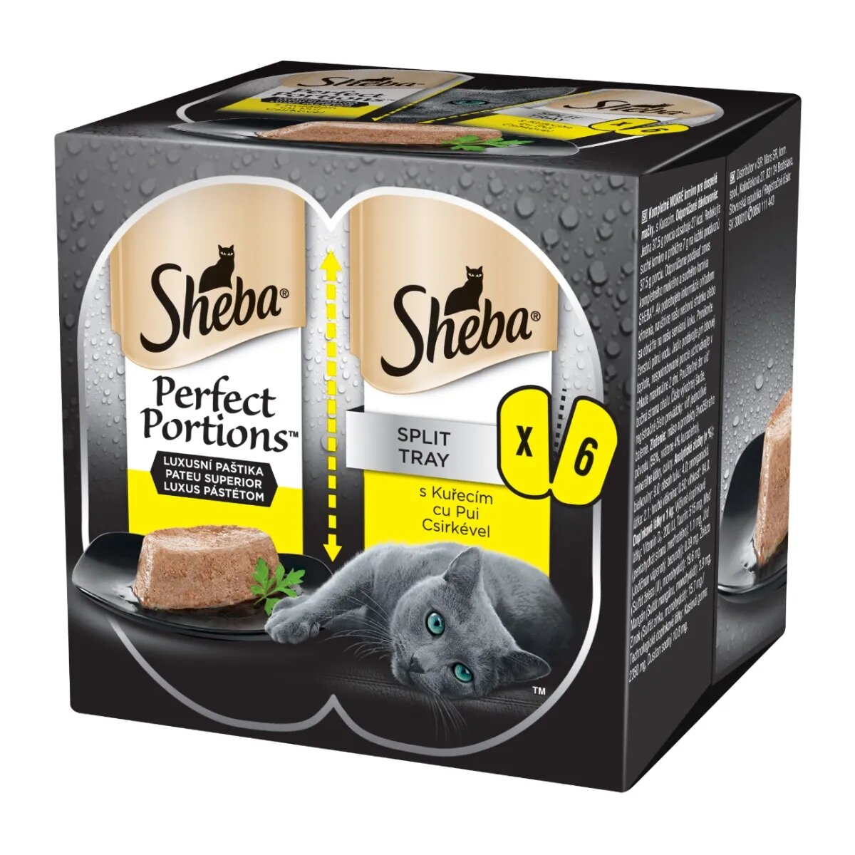 SHEBA Perfect Portions Pui tăviță hrană umedă pisici (pate) multipack 37.5g x 6buc