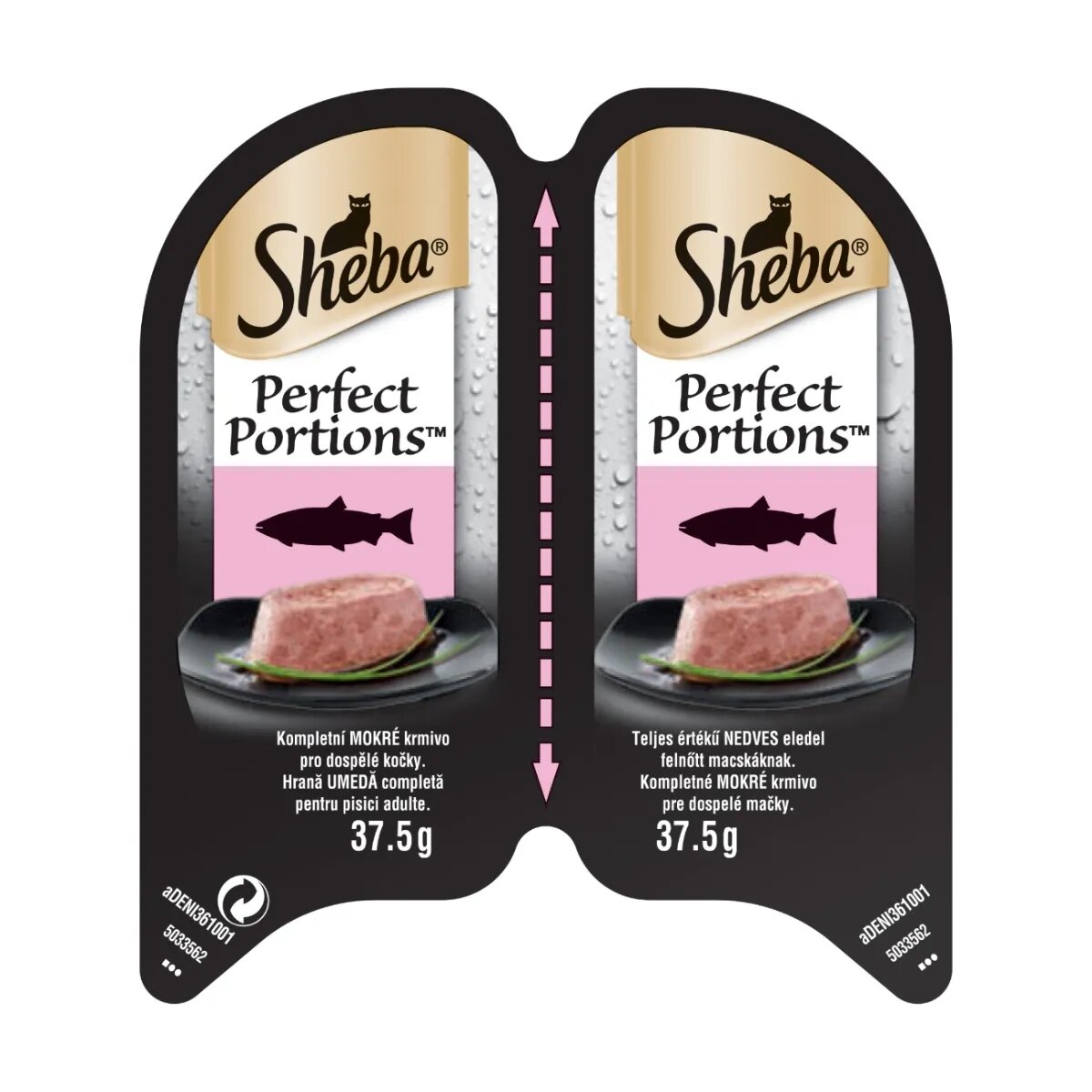 SHEBA Perfect Portions Somon tăviță hrană umedă pisici (pate) multipack 37.5g x 6buc