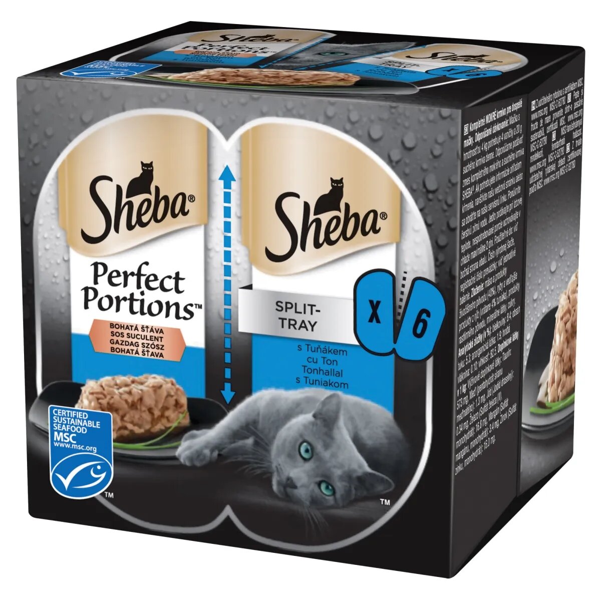 SHEBA Perfect Portions Ton tăviță hrană umedă pisici (în sos) multipack 37.5g x 6buc