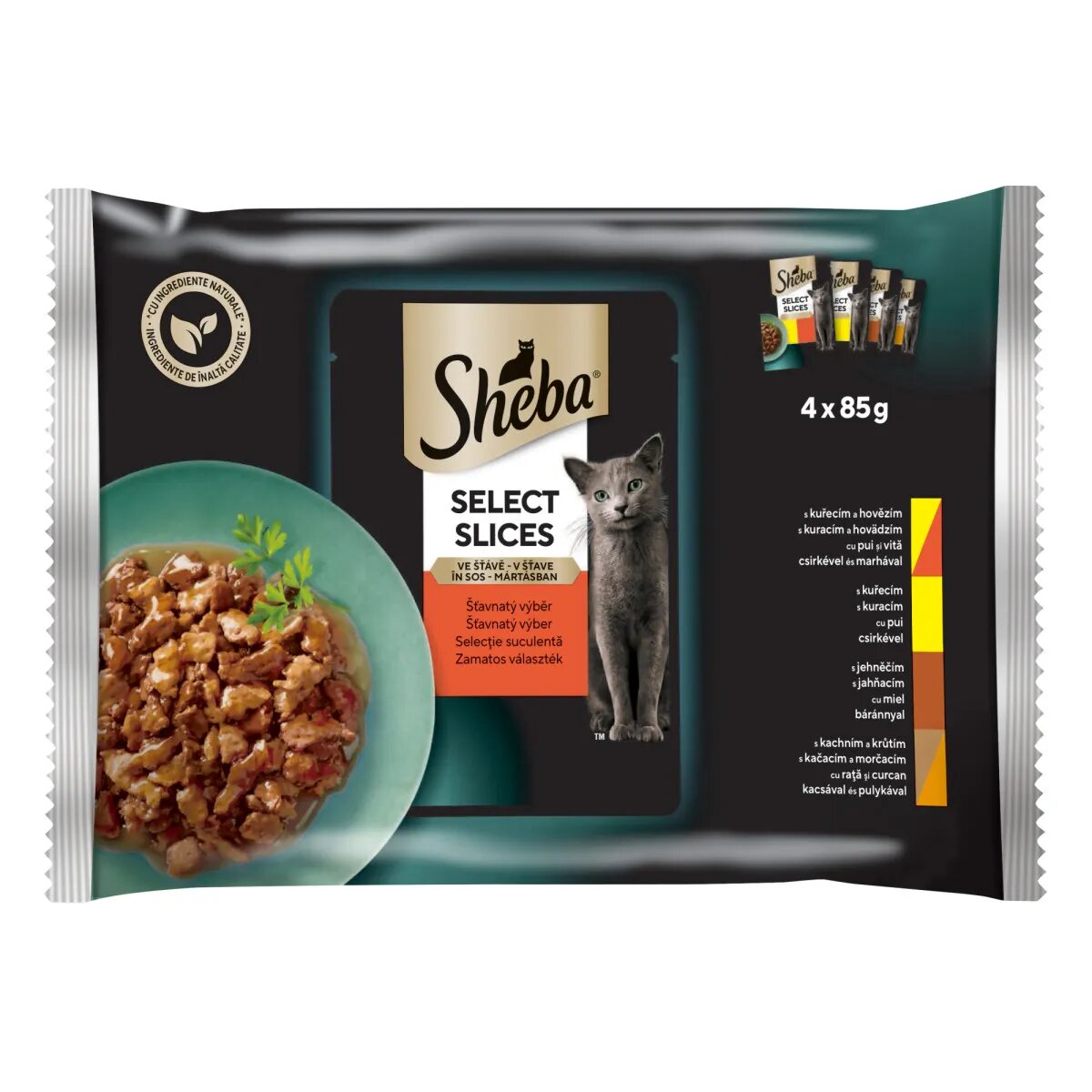SHEBA Selection Carne plic hrană umedă pisici (în sos) multipack 85g x 4buc