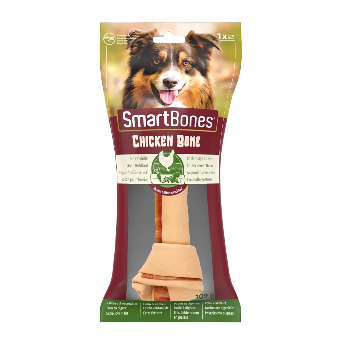 SmartBones Classics Chicken Bone Large recompense câini Os aromat Pui