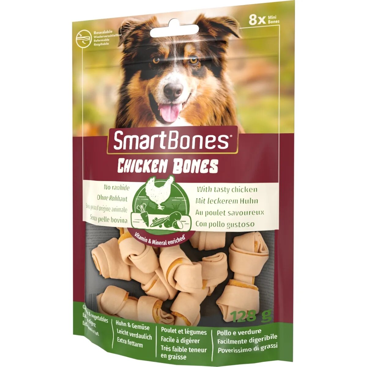SmartBones Classics Chicken Bones Mini recompense câini Oase aromate Pui 8buc