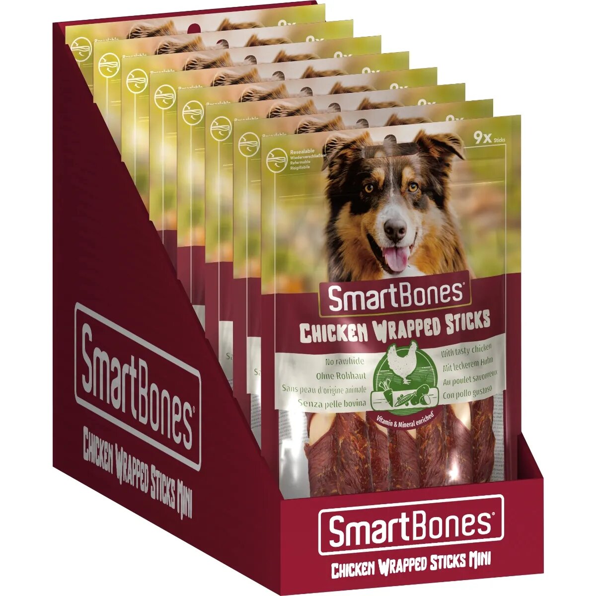 SmartBones Classics Chicken Warpped Sticks Mini recompense câini Batoane Pui 9buc
