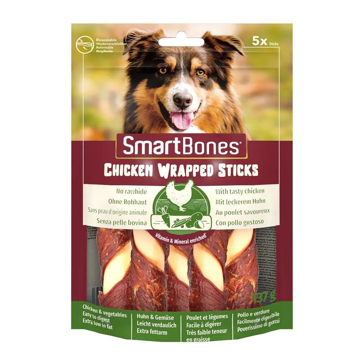 SmartBones Classics Chicken Warpped Sticks Mini recompense câini Batoane Pui Classics Chicken Warpped Sticks recompense câini Batoane Pui 5buc