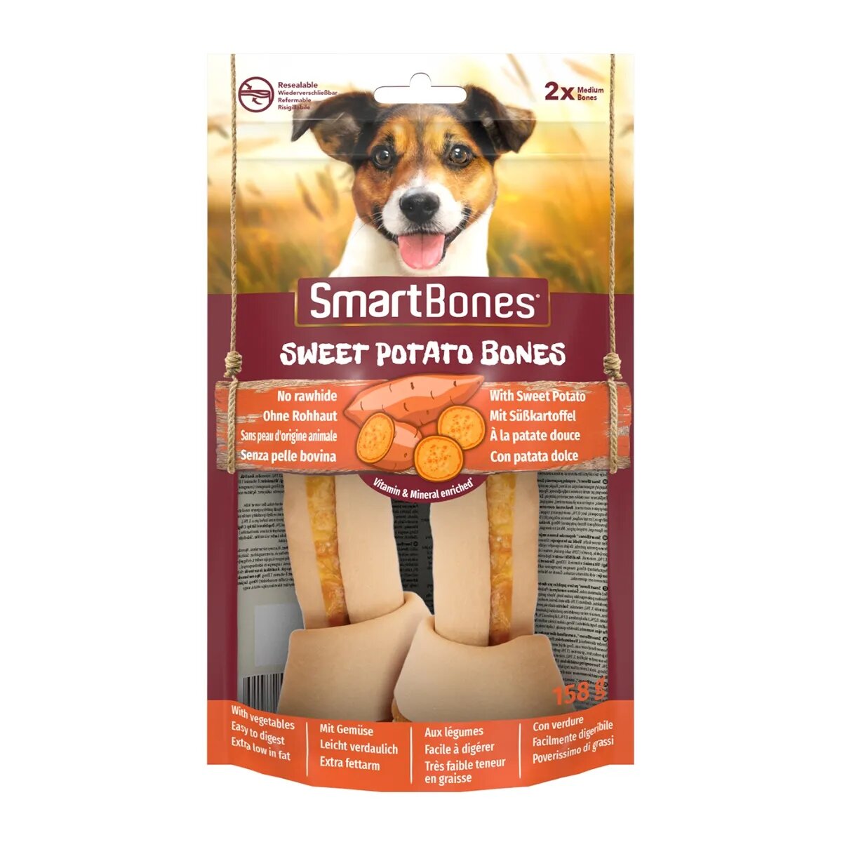 SmartBones Flavours Sweet Potato Bones Medium recompense câini Oase aromate Cartof Dulce 2buc