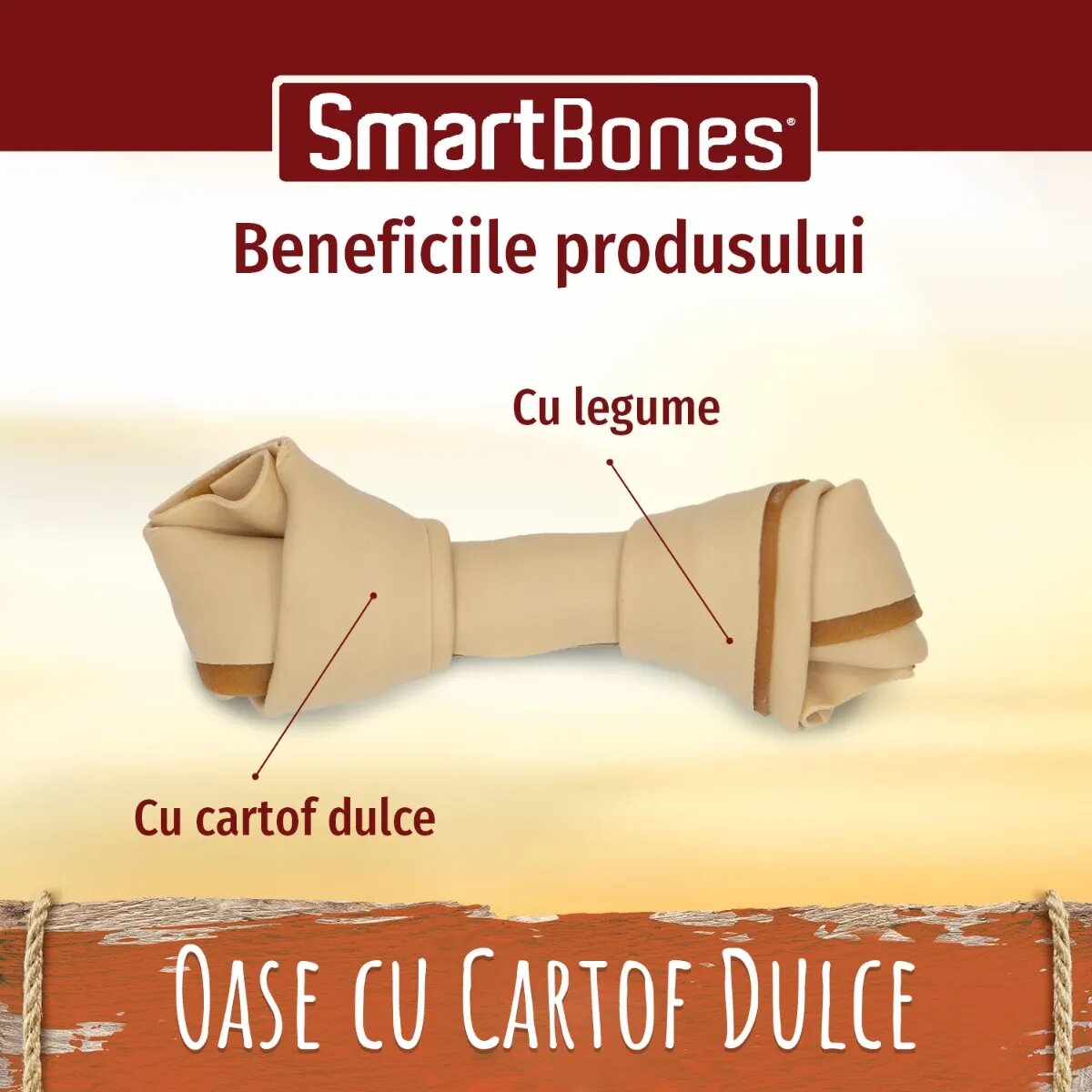 SmartBones Flavours Sweet Potato Bones Medium recompense câini Oase aromate Cartof Dulce 2buc