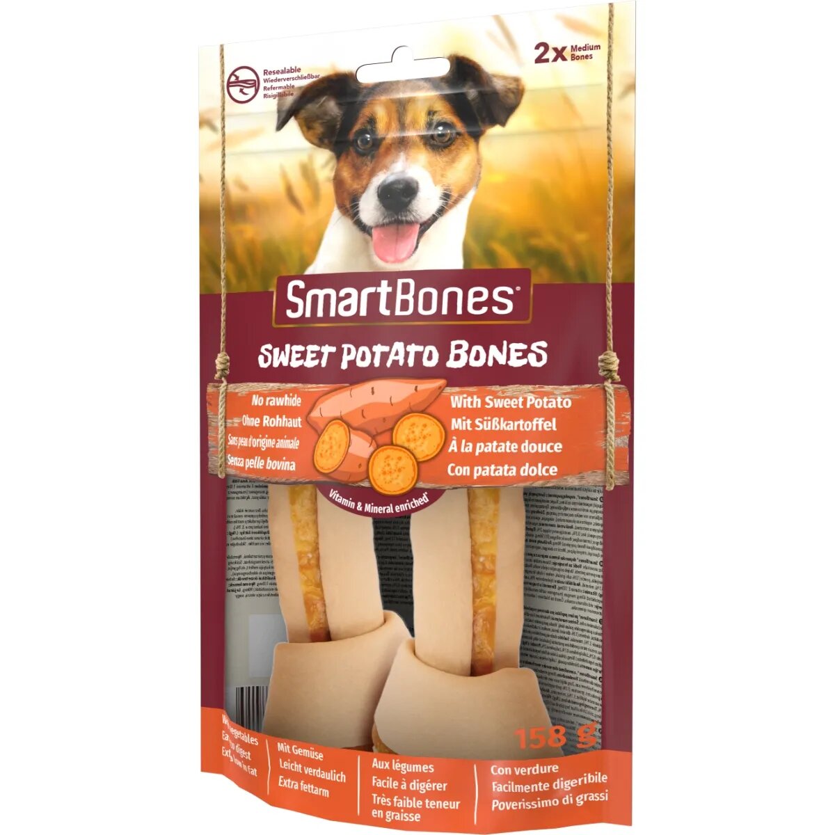 SmartBones Flavours Sweet Potato Bones Medium recompense câini Oase aromate Cartof Dulce 2buc