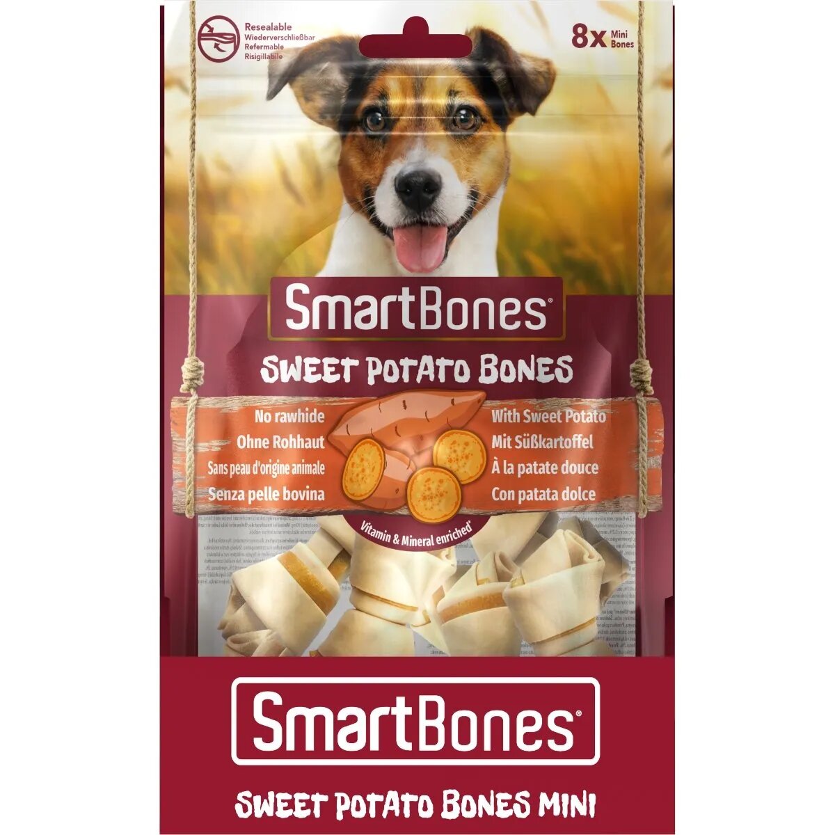 SmartBones Flavours Sweet Potato Bones Mini recompense câini Oase aromate Cartof Dulce 8buc