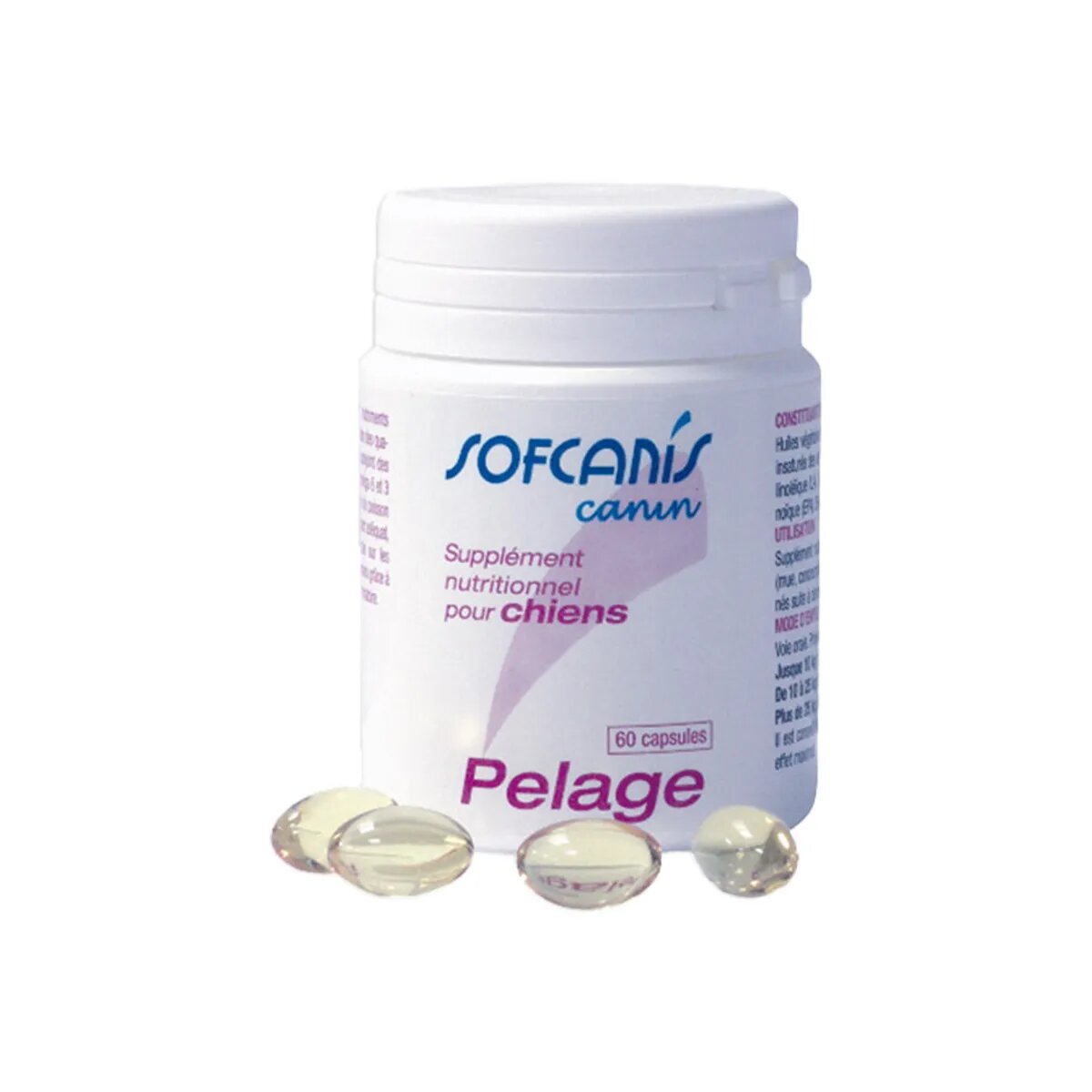 SOFCANIS Pelage supliment piele & blană câini capsule Pelage XS-XL supliment piele & blană câini flacon 60 capsule