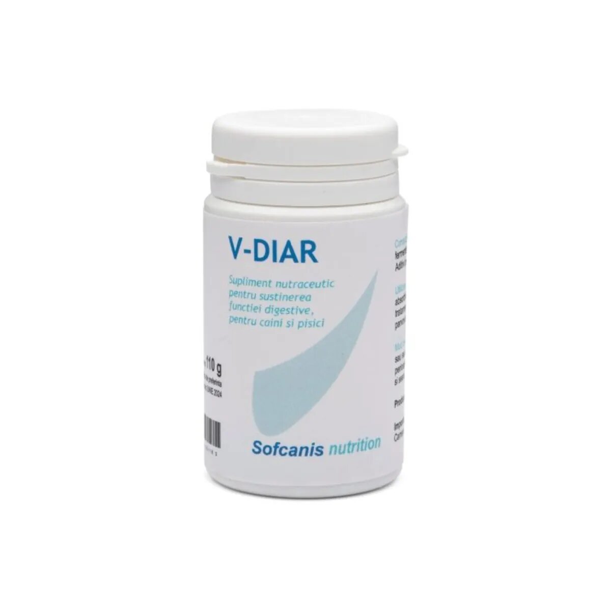 SOFCANIS V-Diar supliment sistem digestiv câini capsule V-Diar XS-XL supliment sistem digestiv câini și pisici flacon 30 capsule